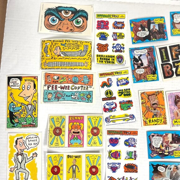 Pee Wees Playhouse Vtg Card Sticker Tattoo Flicker Fun Lot 59 pcs Paul Reubens - Picture 3 of 14